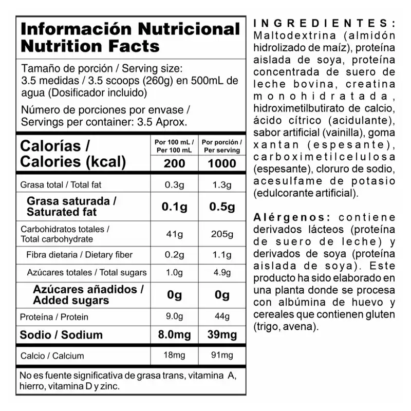 CREATINE POWER MEPGAPLEX 2 lb NUTRAMERICAN PHARMA 20 Servicios Vainilla