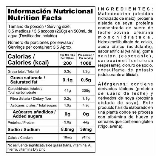 CREATINE POWER MEPGAPLEX 2 lb NUTRAMERICAN PHARMA 20 Servicios Vainilla