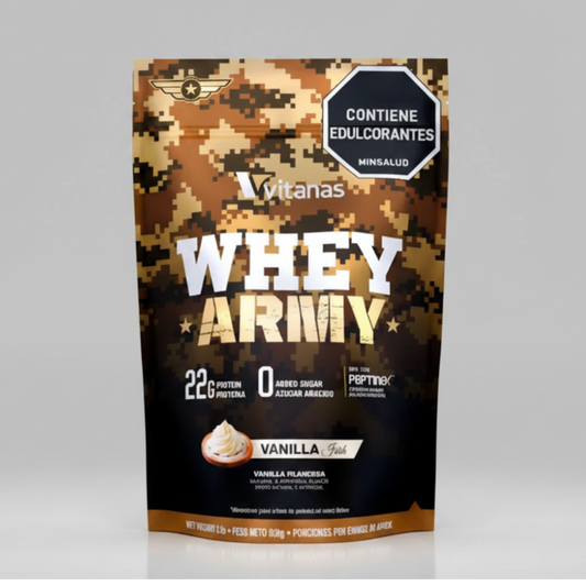 Whey Army 2 lb VITANAS 30 Servicios Vainilla Irlandesa