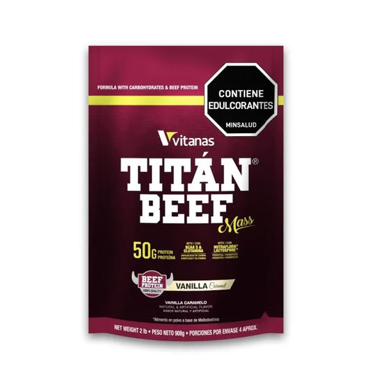 Titan Beef Mass 2 lb VITANAS 30 Servicios Vainilla Caramelo